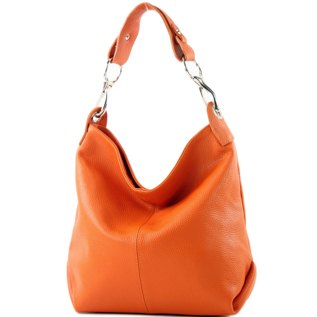 modamoda de T168 Damen Leder Schultertasche, handmade in Italy Orange, Orange