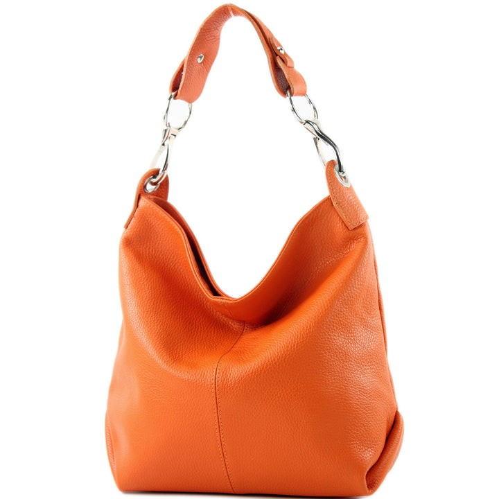 modamoda de T168 Damen Leder Schultertasche, handmade in Italy Orange, Orange