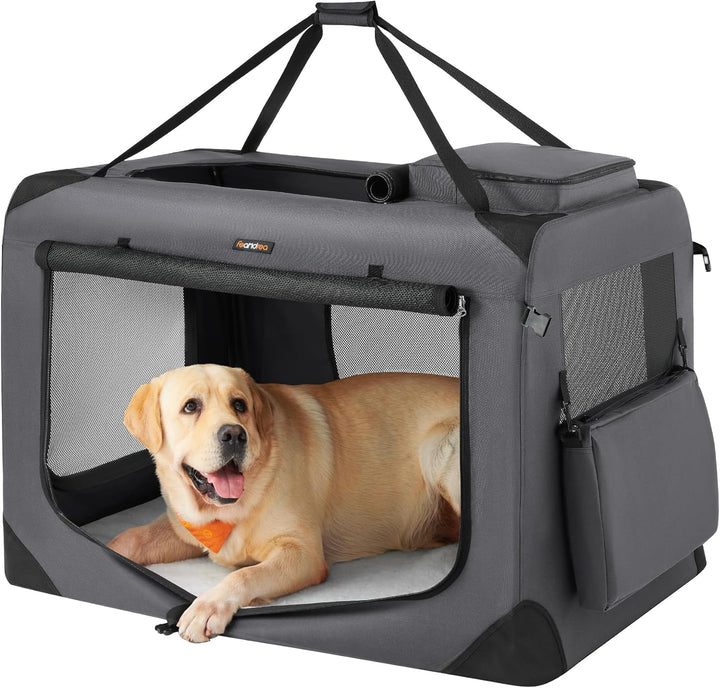 Feandrea Hundebox faltbar, Transportbox Hund, XXXL, Hundetasche, Oxford-Gewebe, Netzstoff, atmungsak