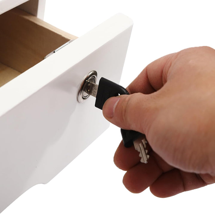 Schreibtisch-Aufbewahrungsbox mit Schloss, Holz-Aufbewahrungsset 1 Schublade aus Holz Organizer Aufb