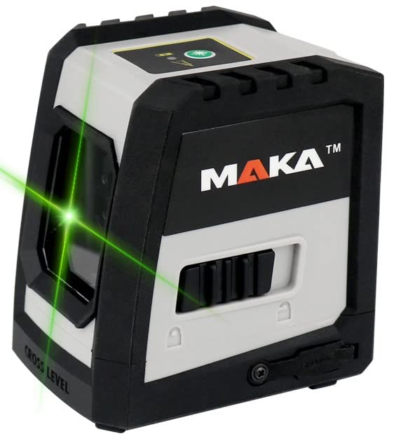 MAKA Grüner Kreuzlinienlaser - USB-C aufladbar - 0,3 mm/m - 4° Selbstnivellierend Linienlaser - IP54