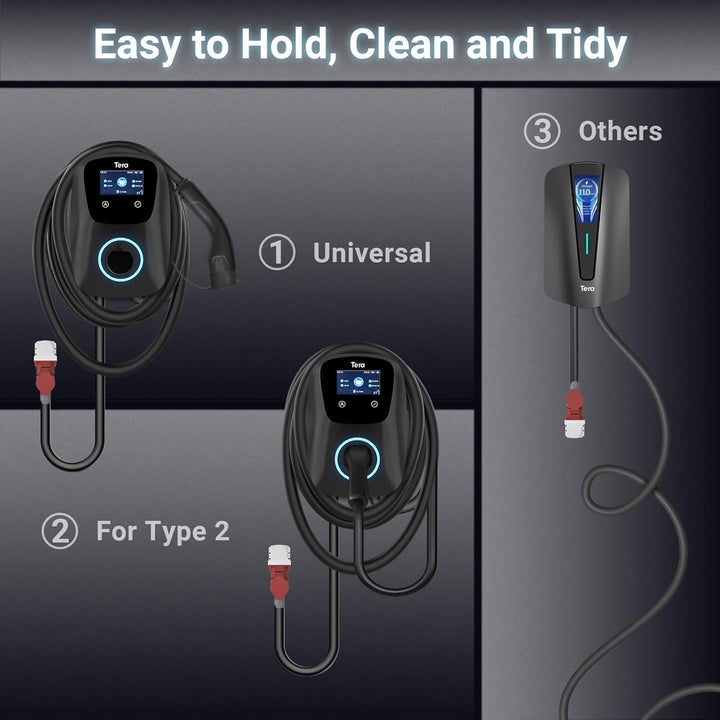 Tera EV Ladegerät Smart APP mit 32A Typ 2 22kW oder 11kW Heim Ladestation 400V CE & TÜV Wallbox 7m L