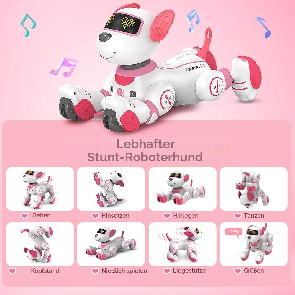 VATOS Roboter Hund Kinder Ferngesteuerter Spielzeug - Interaktiver Anfassen und Folgen Roboterhund m