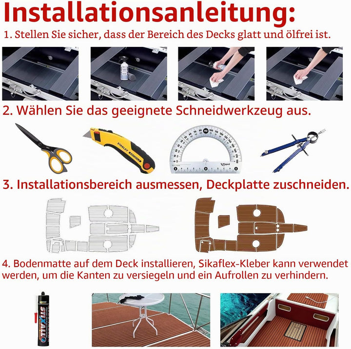 MIJOBS Teak Decking Sheet Eva Teak Selbstklebend rutschfeste Matte Marinedeck für Boote Yacht Marine