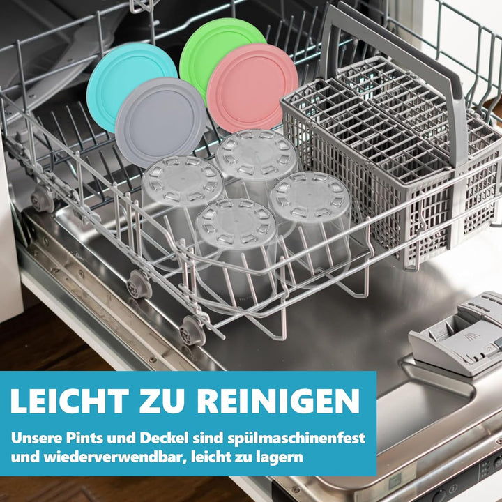 Nepfaivy Behälter für Ninja Creami Eismaschine - 4er-Set Eiscremebecher und Deckel Kompatibel mit Ni
