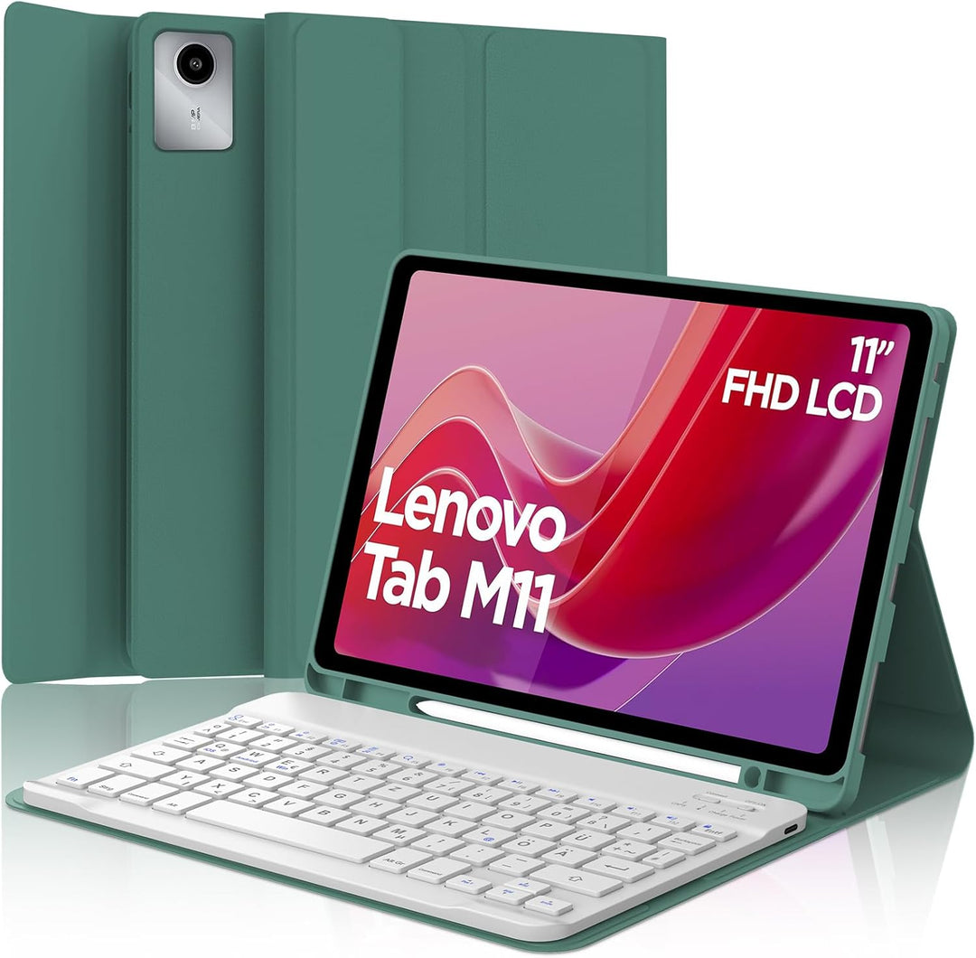 FOGARI Tastatur Hülle für Lenovo Tab M11 11 Zoll 2024, QWERTZ Deutsches Tastatur mit Magnetisch Abne