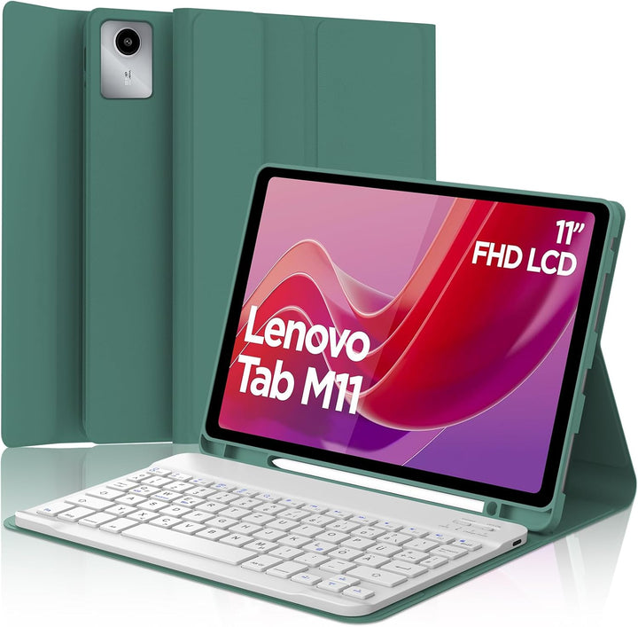 FOGARI Tastatur Hülle für Lenovo Tab M11 11 Zoll 2024, QWERTZ Deutsches Tastatur mit Magnetisch Abne