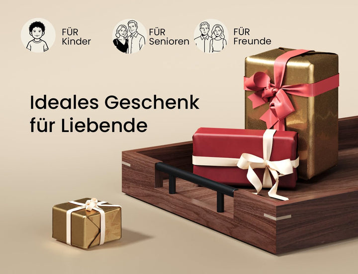 Fibogollo Serviertablett Walnuss L Griffe Metall Deko-Servier 43 x 30 x 5 cm Braun, 43 x 30 x 5 cm B