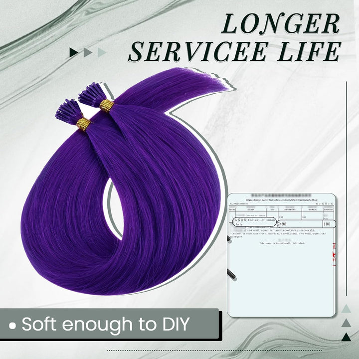 RUNATURE Extensions Echthaar Bonding I Tip 40cm Lila Fusion Haarverlangerung Echthaar Bonding Remy E