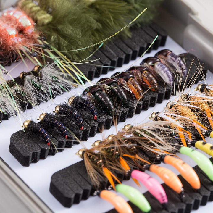 BASSDASH Trout Steelhead Salmon Fishing Flies Barbed Barbless Fly Hooks Include Dry Wet Flies Nymphs