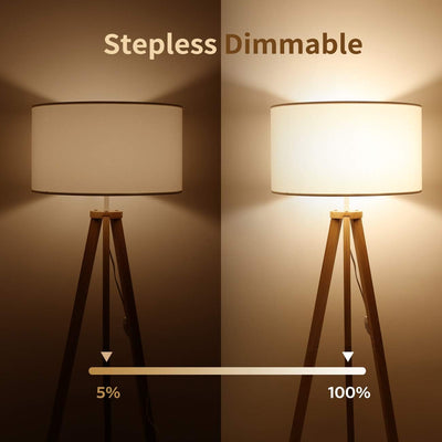 tomons Stehlampe LED Dimmbar aus Holz Dreibein, Skandinavischer Stil, Moderne Standleuchte für Wohnz