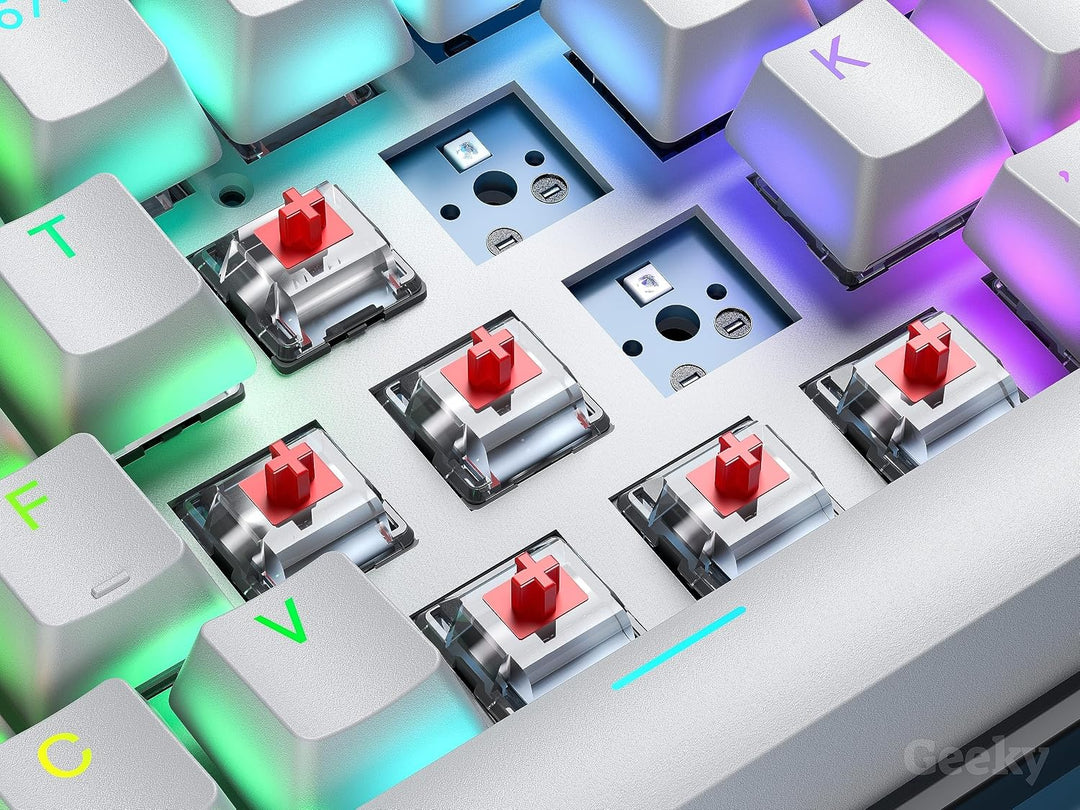 Geeky GK65 65% | Hot Swappable Mechanische Gaming-Tastatur | 68 Tasten Multi Color RGB LED Hintergru
