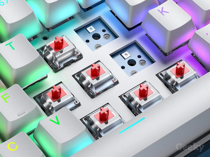 Geeky GK65 65% | Hot Swappable Mechanische Gaming-Tastatur | 68 Tasten Multi Color RGB LED Hintergru