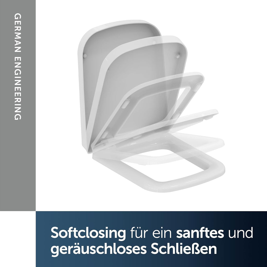 Ideal Standard J469701 WC-Sitz SIMPLYU Mia mit Softclosing aus Kunststoff, mit Deckel, Scharnnier au