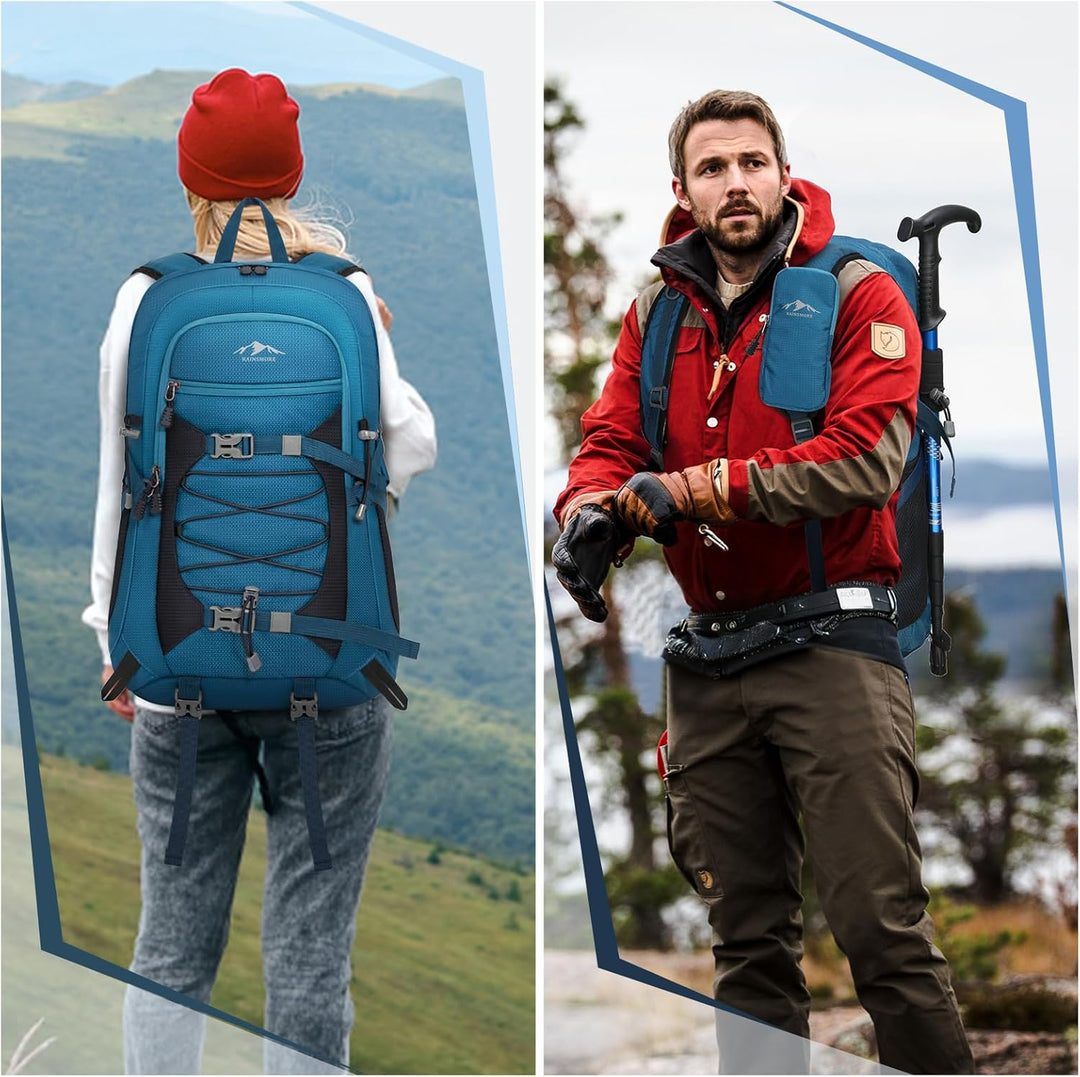 RAINSMORE Wanderrucksack Herren Damen 40L Rucksack Wasserdicht Gross Reiserucksack Leicht Faltbarer
