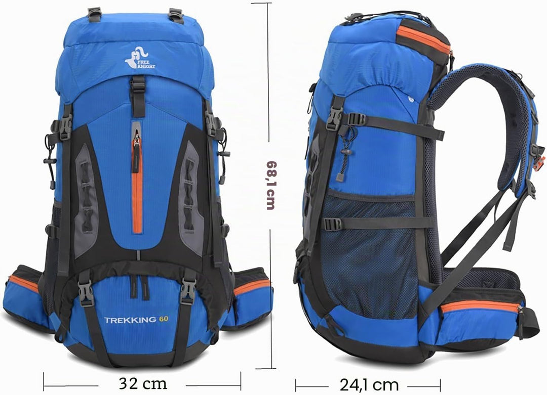 Bseash 60 l wasserdichter leichter Wanderrucksack mit Regenschutz, Outdoor-Sport, Reisen, Tagesrucks