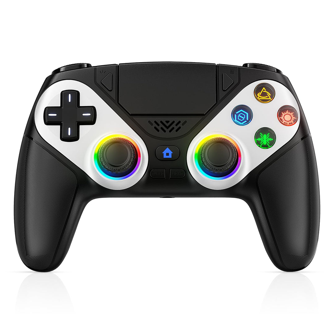 RGB Wireless Controller für PS5 Pro/Slim/PC, Back Paddles und Lautsprecher 6-Achsen-Bewegungs/Dual V