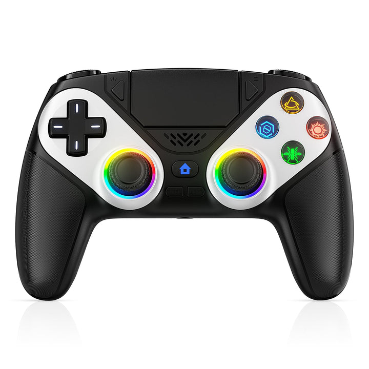 RGB Wireless Controller für PS5 Pro/Slim/PC, Back Paddles und Lautsprecher 6-Achsen-Bewegungs/Dual V