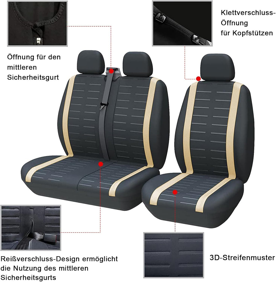 TOYOUN Van-Sitzbezüge, 3D-Streifen-Druck, universell, passend für die meisten Vans, LKWs, Vordersitz