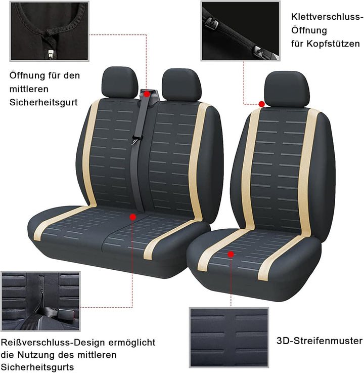TOYOUN Van-Sitzbezüge, 3D-Streifen-Druck, universell, passend für die meisten Vans, LKWs, Vordersitz