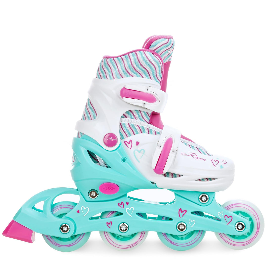 Kinder Inline Skates Inliner Raven Lia verstellbar mit LED Leuchtrad 30-33 (18-20,5cm) Raven Loret,