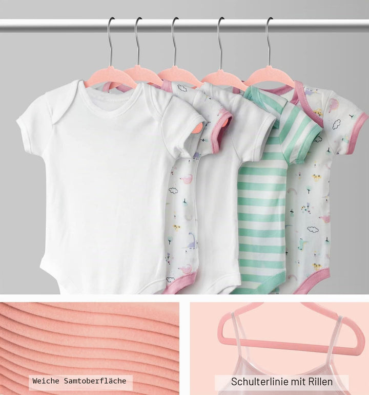 Mangokit Baby Samt Kleiderbügel 50 Pack, Anti-Rutsch-Kinder Kleiderbügel, platzsparende Baby rosa Kl