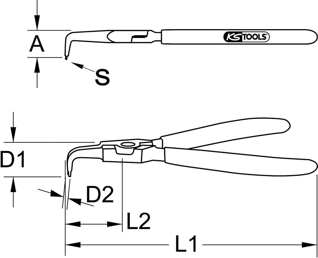 KS Tools 119.2062 Aussen-Sicherungszangen, abgewinkelt, 40-100 mm A31, 40-100 mm, A31, 40-100 mm
