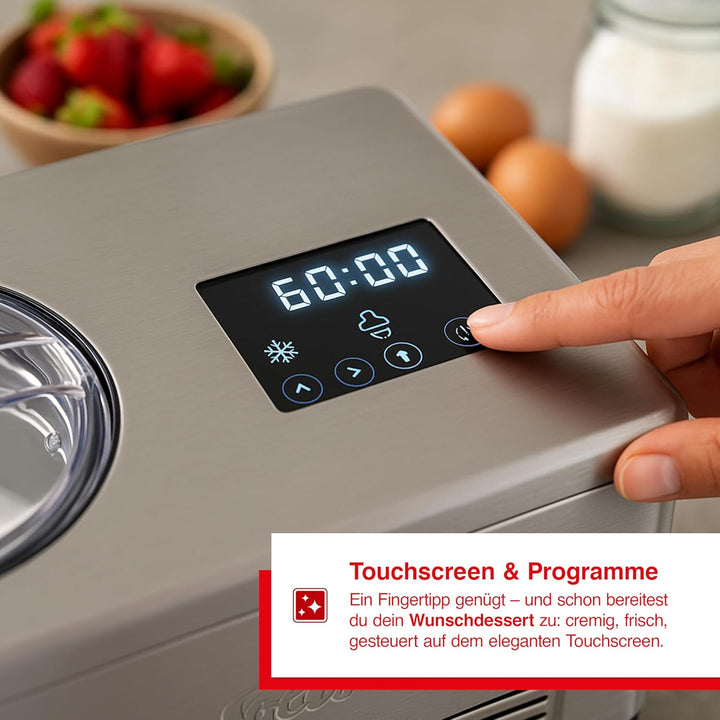 Solis Gelateria Pro Touch 3 in 1 Eismaschine mit Kompressor – Eiscreme-, Joghurt- & Slushiemaschine,
