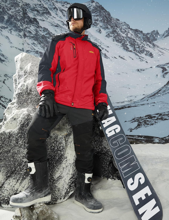 MAGCOMSEN Winterjacke Herren Warm Gefüttert Skijacke Wasserdicht Regenjacke Snowboardjacke Outdoor F