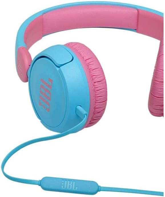 JBL Jr310 On-Ear Kinder-Kopfhörer in Hellblau-Rosa – Kabelgebundene Ohrhörer mit Headset und Fernbed