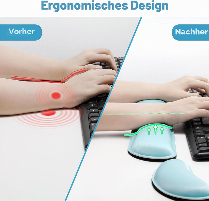 Gimars Vergrössertes Gel-Memory-Schaumstoff-Set, Tastatur-Handgelenkauflage, Maus-Handgelenkpolster,