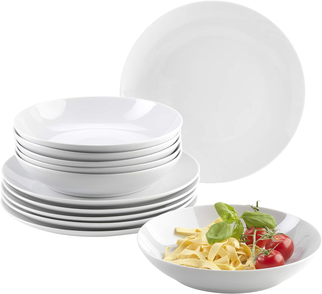 Mäser Barca Teller-Set für 6 Personen, 12-TLG. Tafelservice, Porzellan Tafelservice 12-tlg. 6 Pers.,