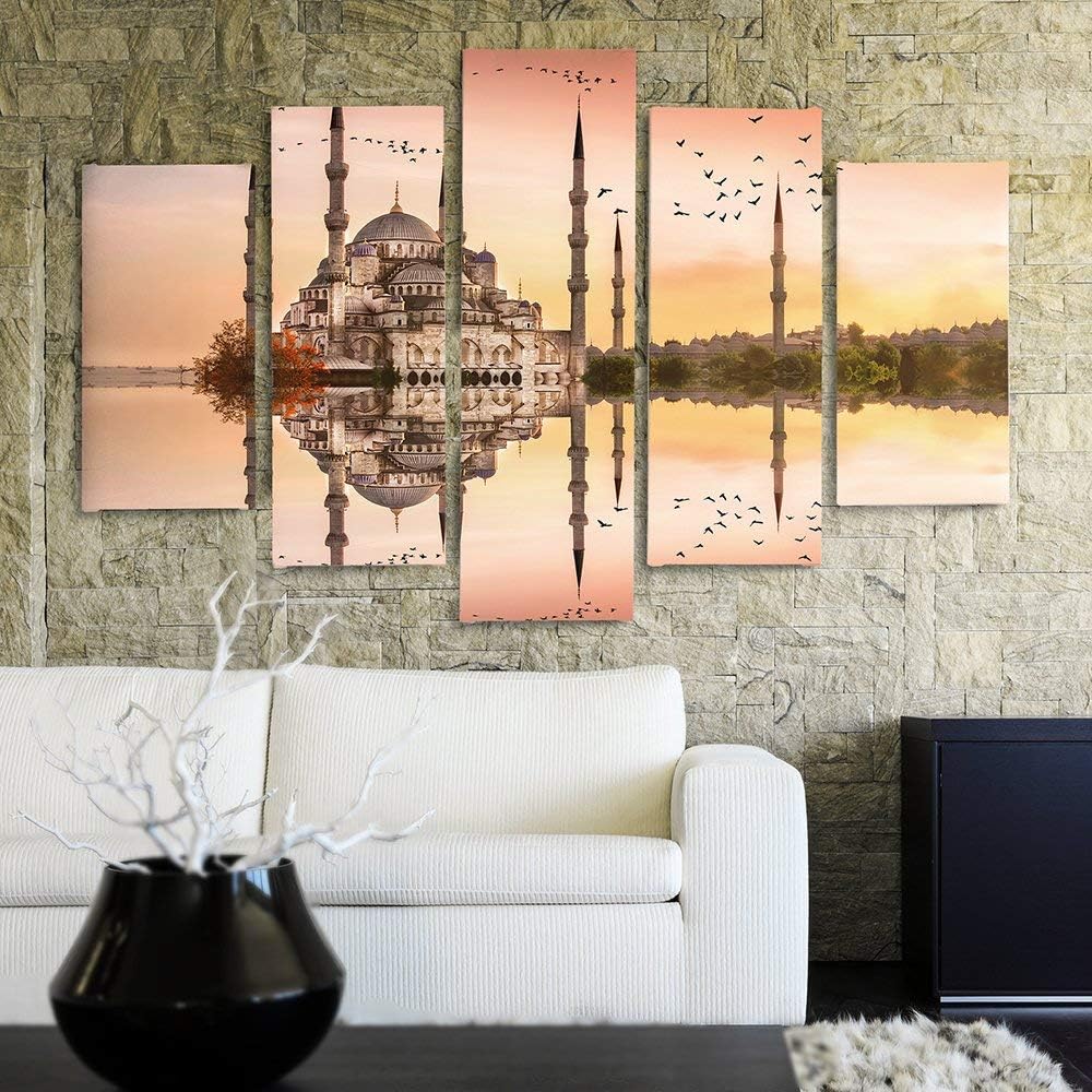 Feeby. Leinwandbild - 5 Teile - Bilder, Wand Bild, Wandbilder, Kunstdruck XXL, 5-Teilig, (BLAUE MOSC