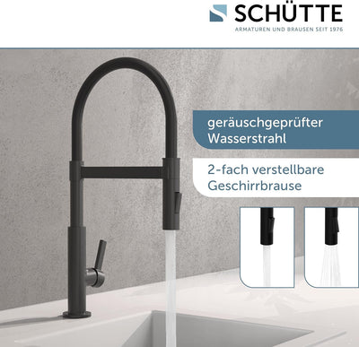 SCHÜTTE 79147 MIAMI Küchenarmatur 360° mit Soft Touch Schlauch, Einhebelmischer mit ausziehbarer, ma