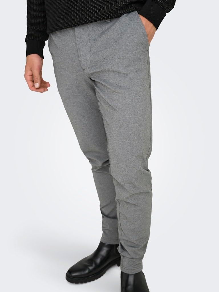 Only &amp; Sons Male Chino Hose ONSMARK Slim Fit Chino Hose | Chino trousers 27W / 30L B: Medium Grey Me