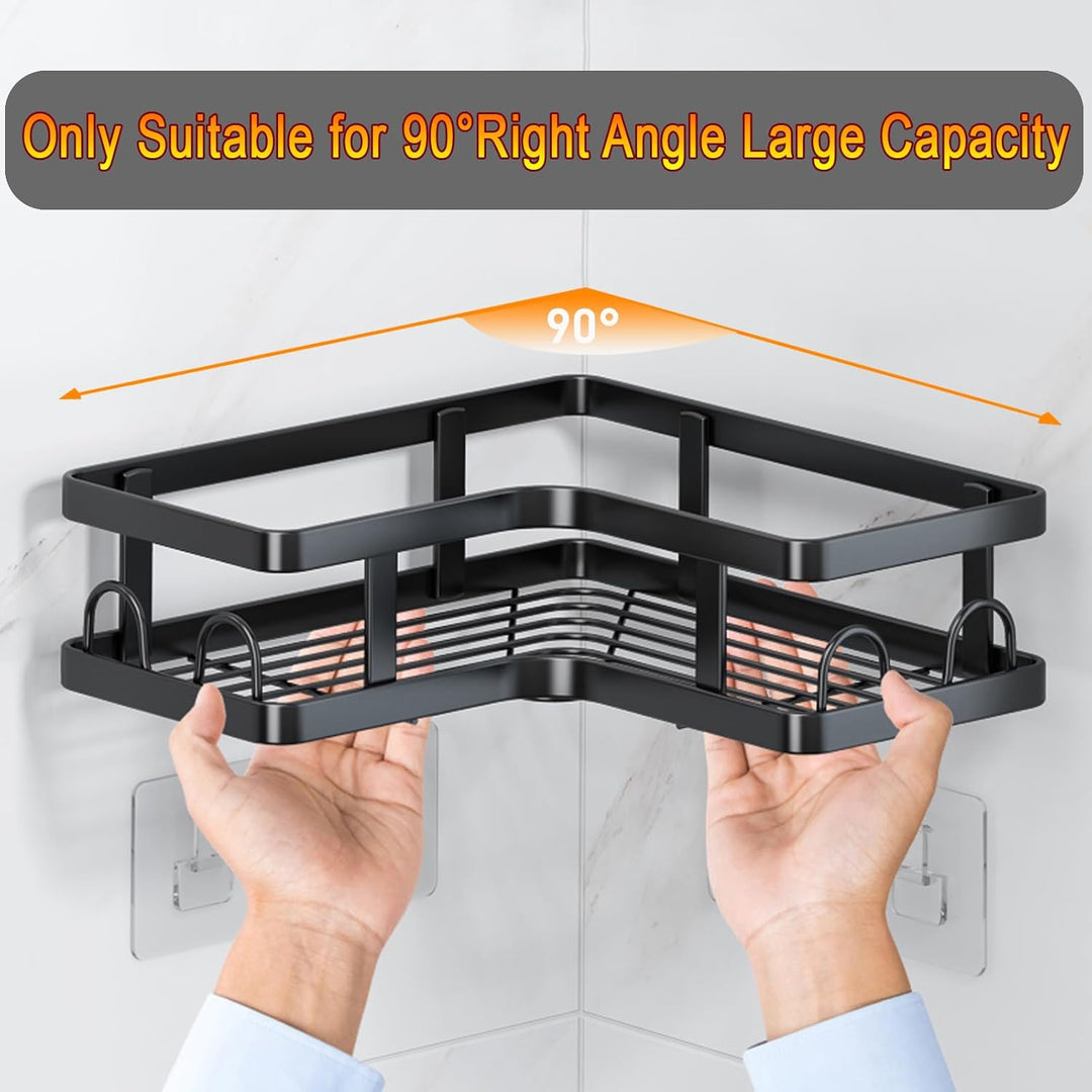 ZVZM Duschablage Ohne Bohren Schwarz Edelstahl, Duschregal Ecke 3 Stück, Duschkörbe & Duschablagen,