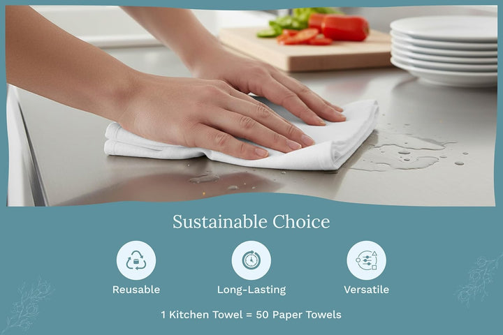 Organic Flour Sack Kitchen Towels - 10 Pack GOTS Certified White Dish Towels - Premium Quality White