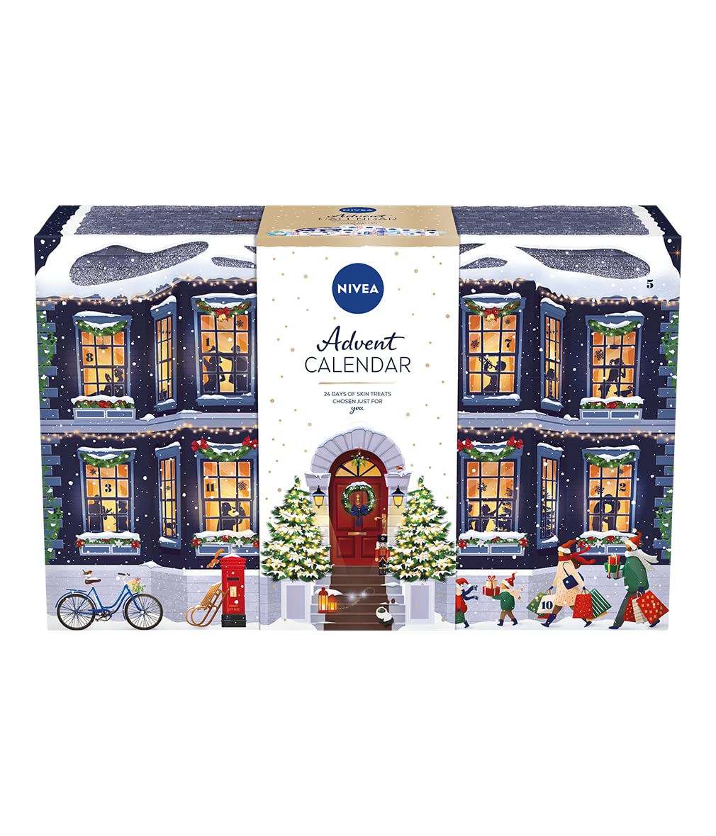 NIVEA Adventskalender 2022 (24 Stück), NIVEA Geschenkset enthält Feuchtigkeitspflege, Gesichtswäsche