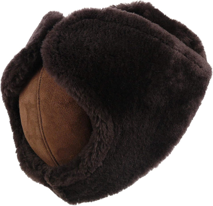 Harrys-Collection Damen Herren Pilotmütze Fliegermütze aus feinstem Merino Lammfell 3 Farben S dunke