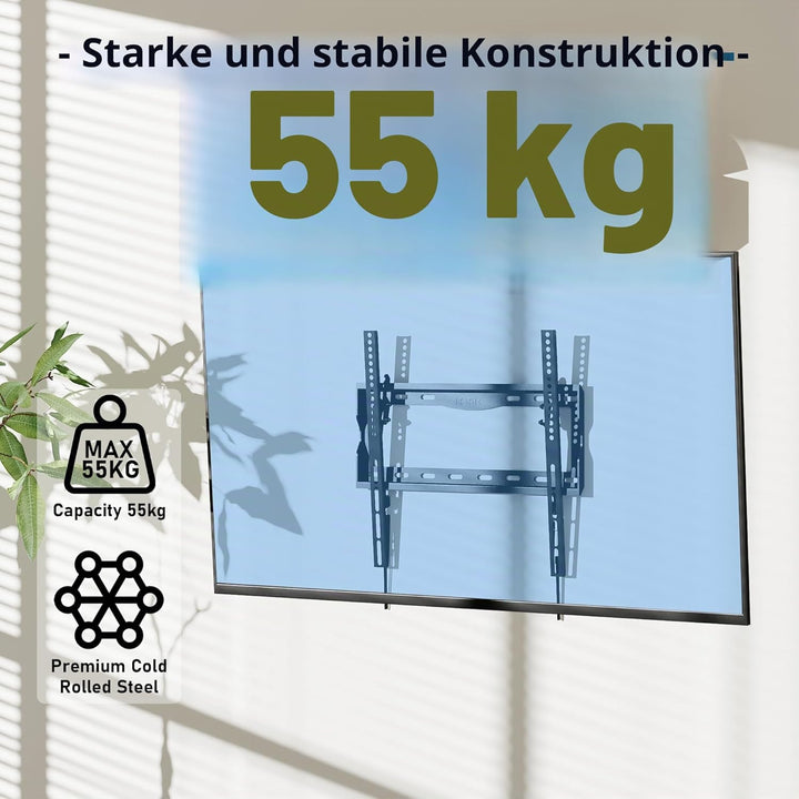 BONTEC TV Wandhalterung für 26-65 Zoll LCD/LED/OLED/Plasma Fernseher, Neigbare Ultraslim TV Halterun