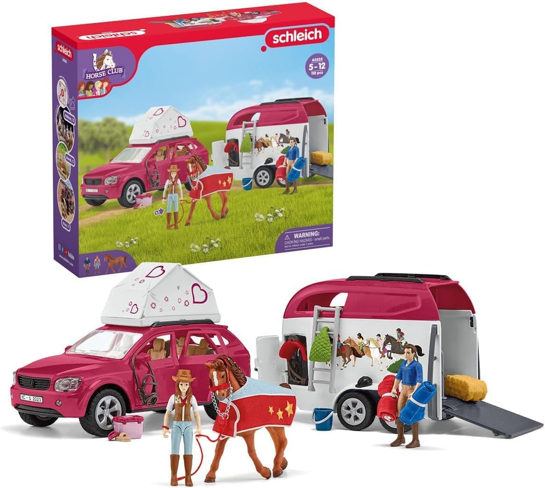 SCHLEICH 42567 Reiterhof, für Kinder ab 5-12 Jahren, HORSE Club - Spielset &amp; 42535 Abenteuer mit Aut
