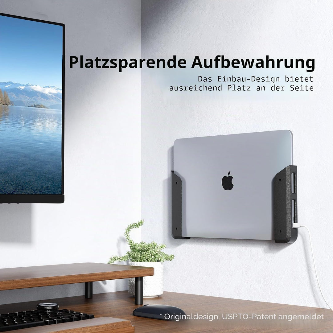 ELETIUO Laptop-Halterung für Wand und unter dem Schreibtisch, mit Kleber und Schrauben, 26 mm dick,