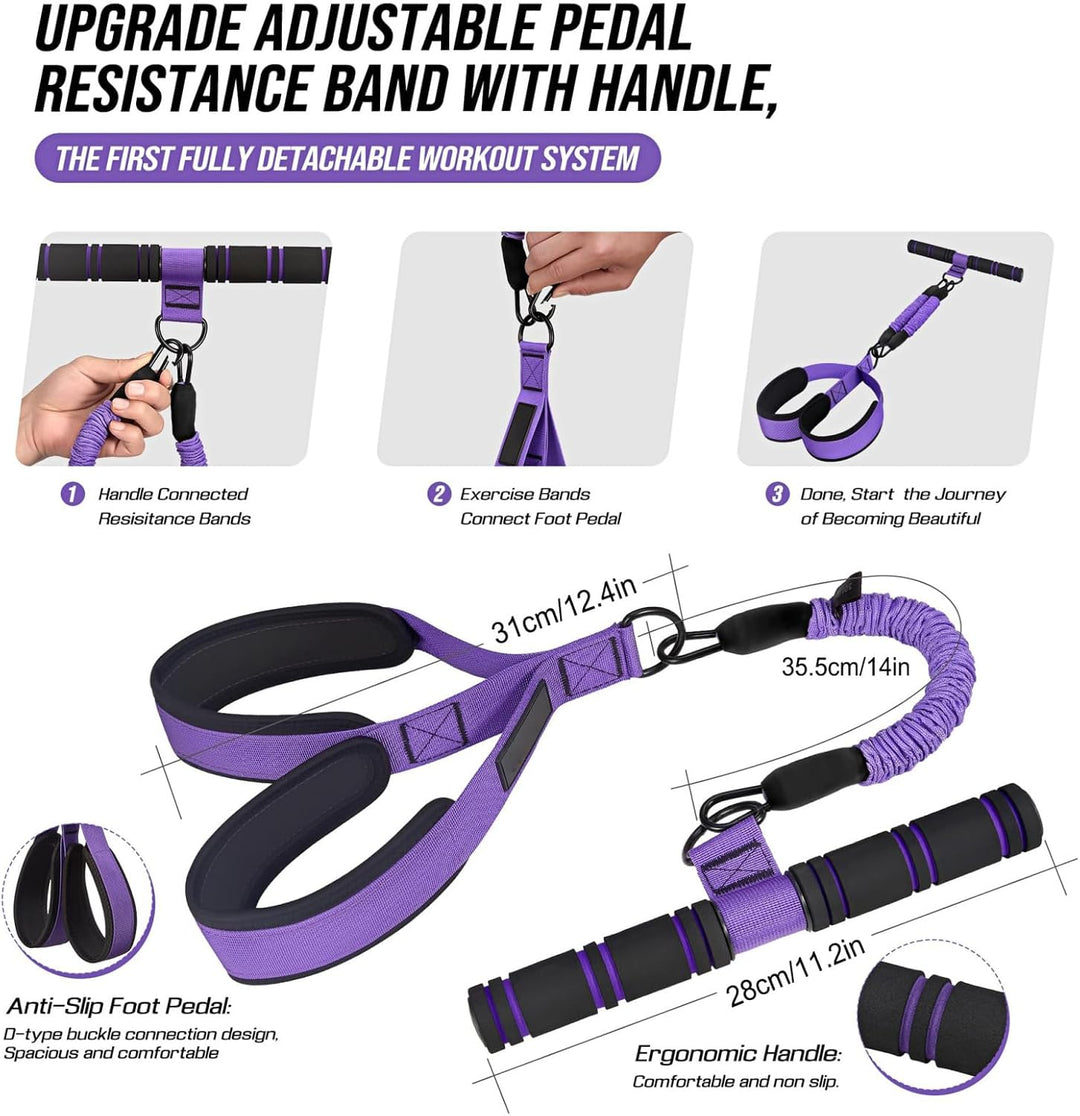 Elastic Pedal Puller - Yoga Leg Trainer with Comfortable Handle, Multi-Functional Exercise Tool for