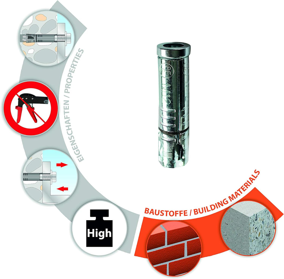 TOX Maschinendübel HAC M8 x 55 mm, Schwerlastdübel für Beton und Vollstein mit dichtem Gefüge, tempo