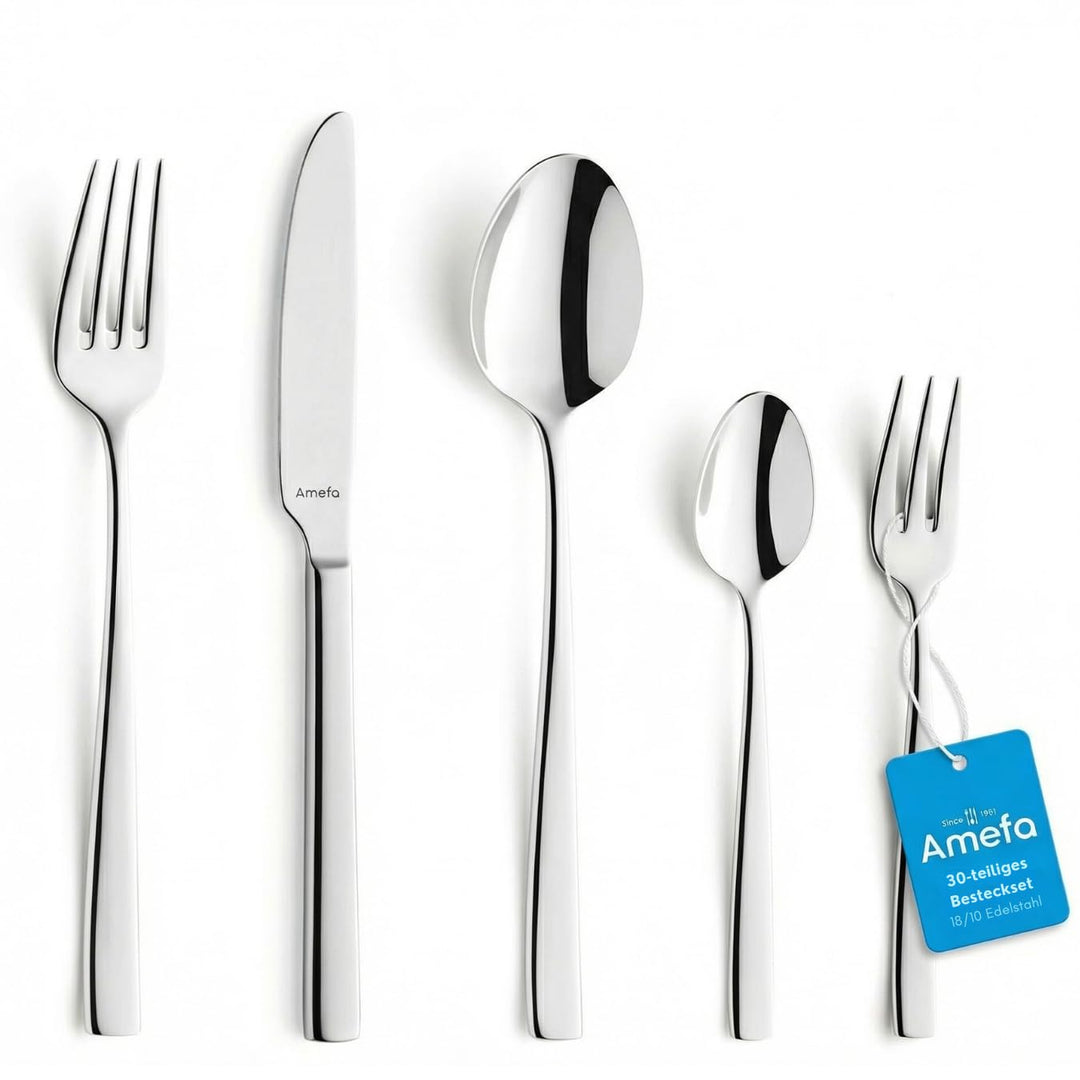 Amefa Fresh Besteckset 6 Personen, Besteck Set 30-teilig, Edelstahl Rostfrei, Besteck Spülmaschinenf