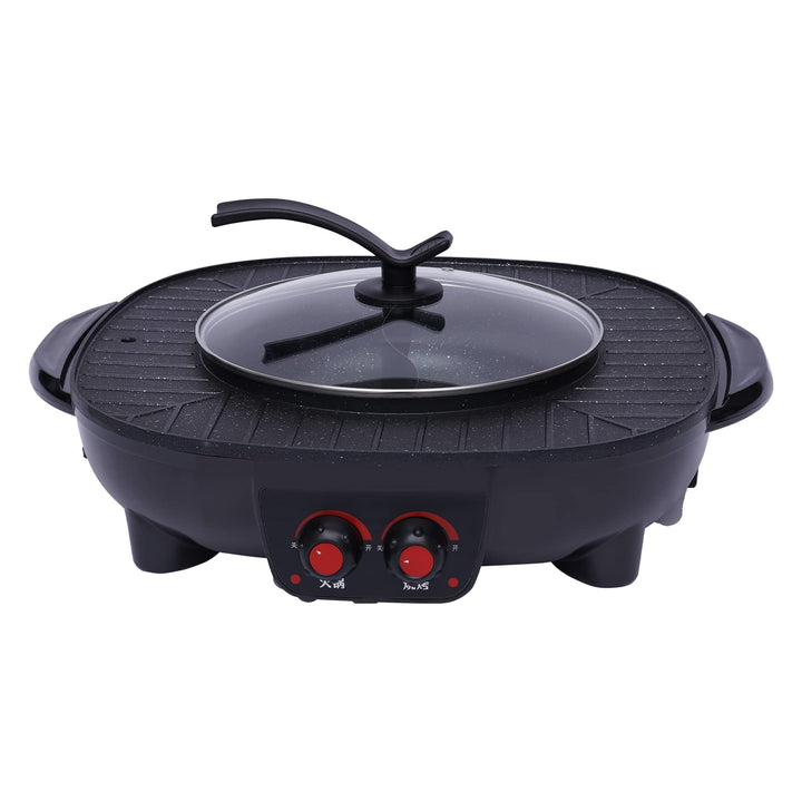 2100W Hot Pot Elektrischer,2 In 1 Hotpot und Grill,Multifunktions BBQ Elektro Hotpot Ofen Rauchfreie