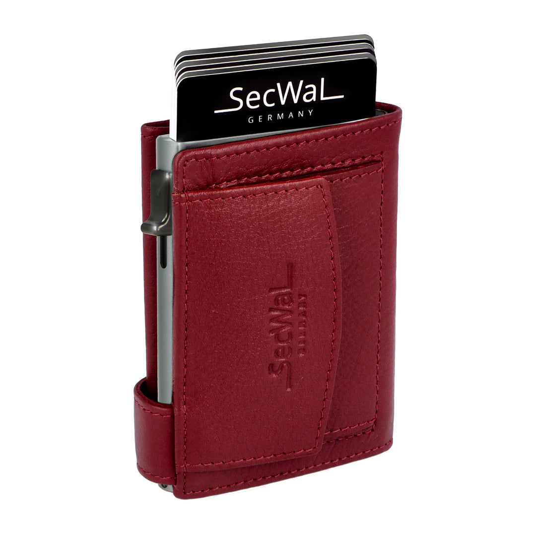 SecWal Kartenetui mit Münzfach Druckknopf inkl. Geschenkbox - Made in Germany - Echtleder Mini Geldb