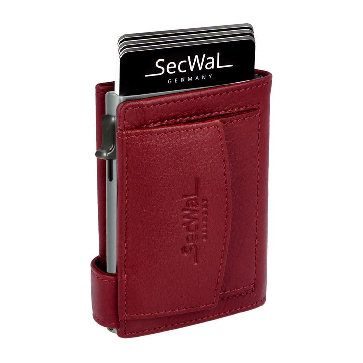 SecWal Kartenetui mit Münzfach Druckknopf inkl. Geschenkbox - Made in Germany - Echtleder Mini Geldb