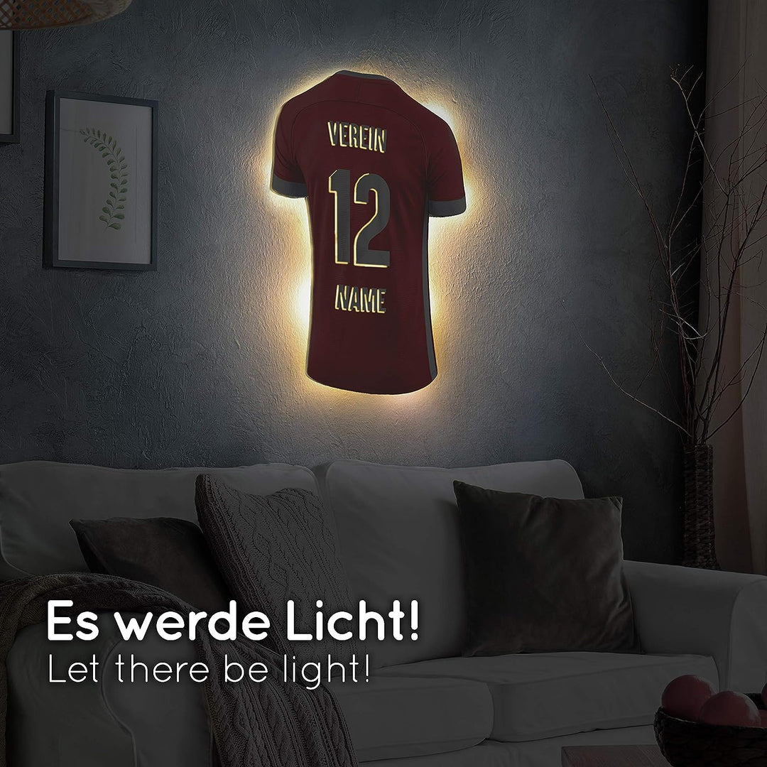 Elbeffekt Trikotlampe für Bayern Fans aus Holz - personalisierbares Geschenk - schenke dein individu