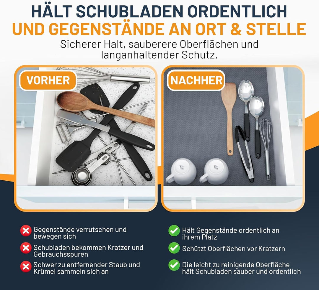 Schubladenmatte von Linda's Essentials (44.5 x 500 cm) - Antirutschmatte Schubladen Schrankfolie Sch